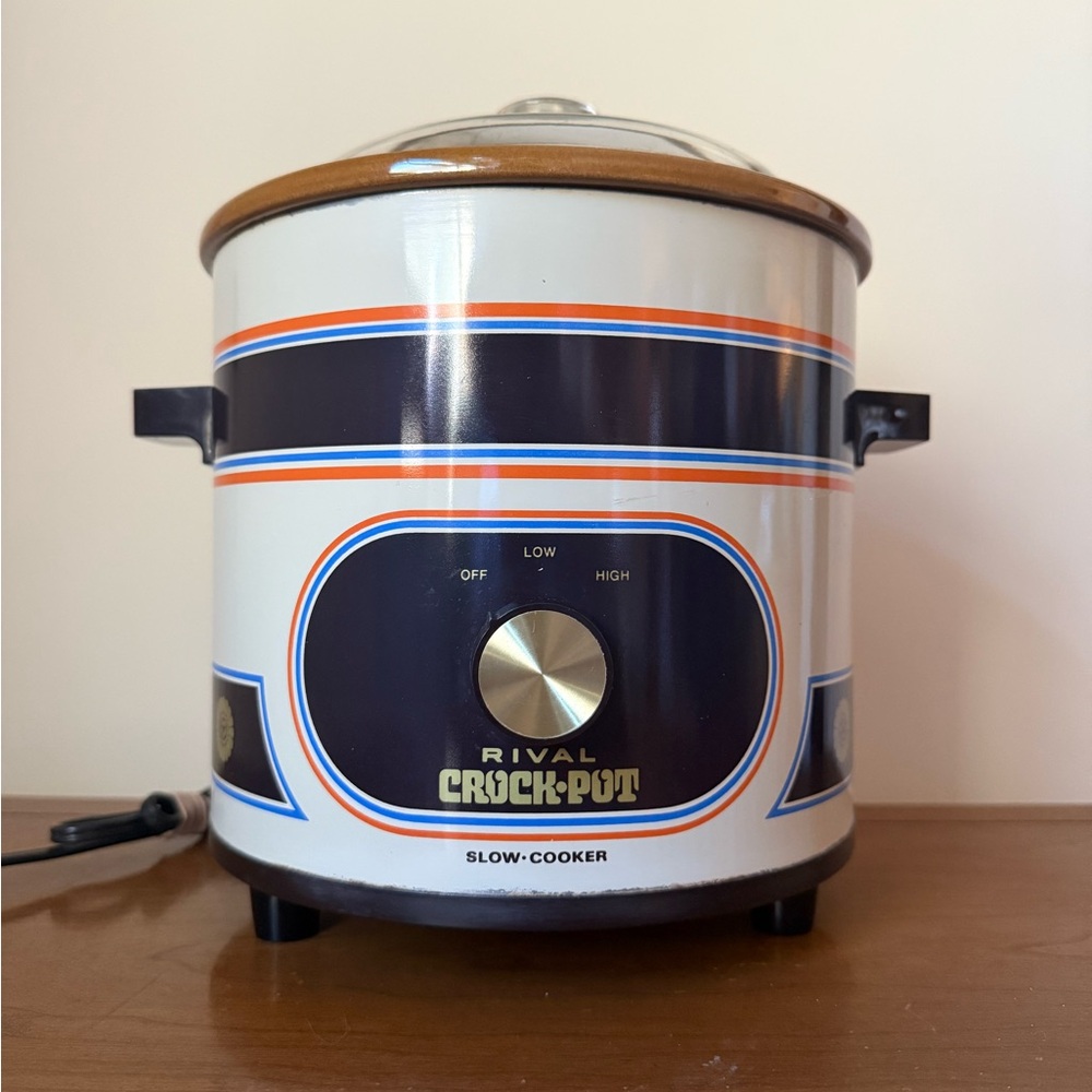 Vintage Rival Crock-Pot Slow Cooker with Stripes - 3.5 Qt (1970s)
